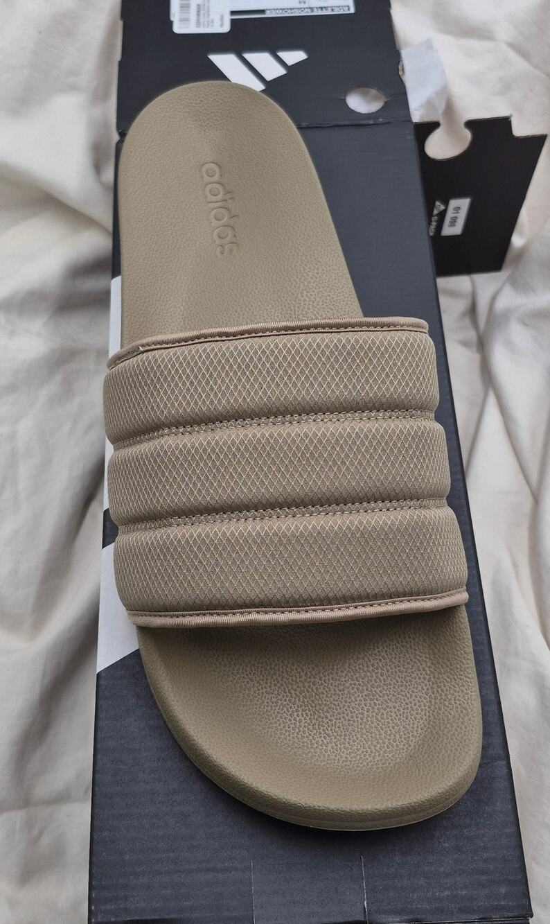 NEW adidas Adilette Noshower Comfort Slides slip-on beige MENS SZ 18